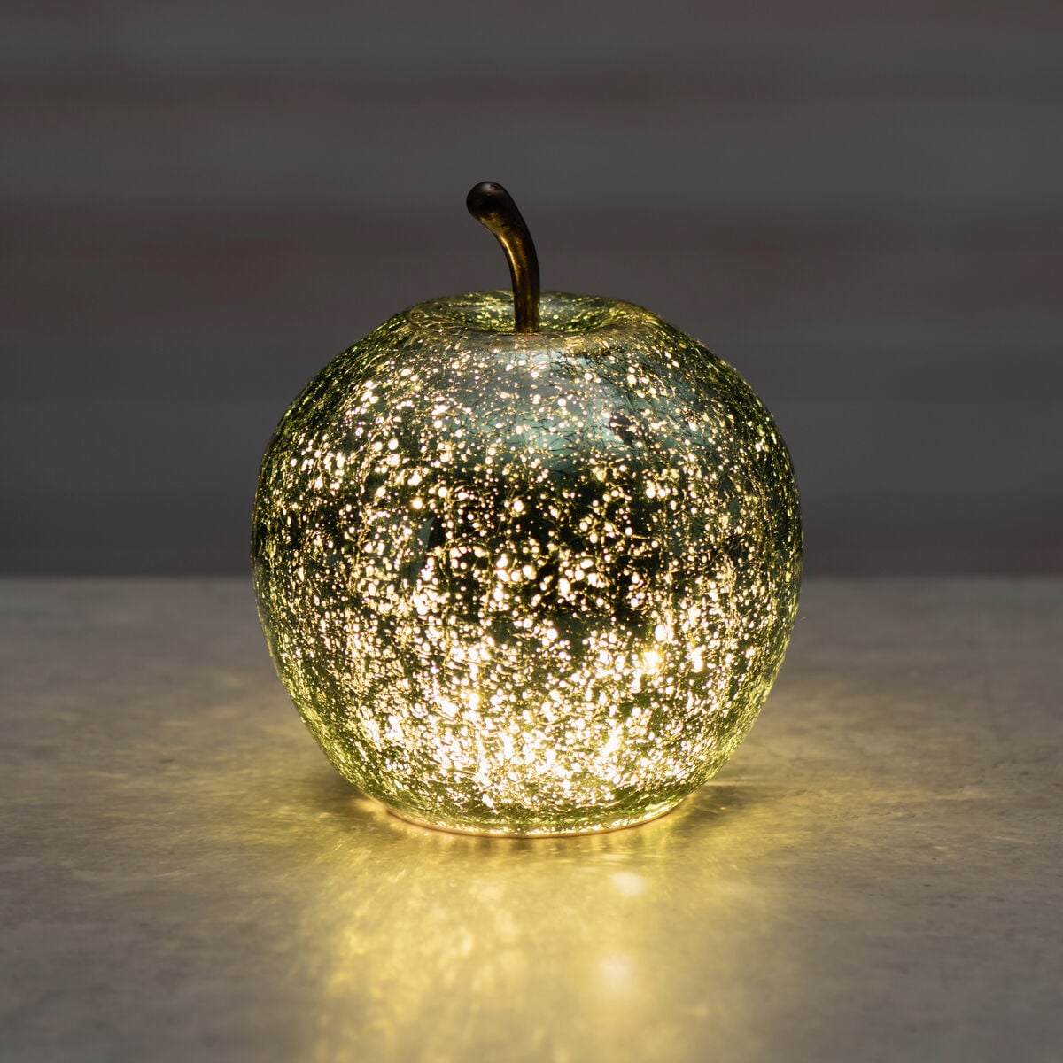 Finnlumor Lasiomena LED-valoilla 16 cm hopeoitu vihreä